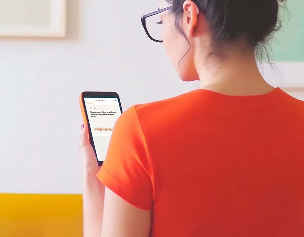 Learner using the ConvoPro voice conversation feature on mobile